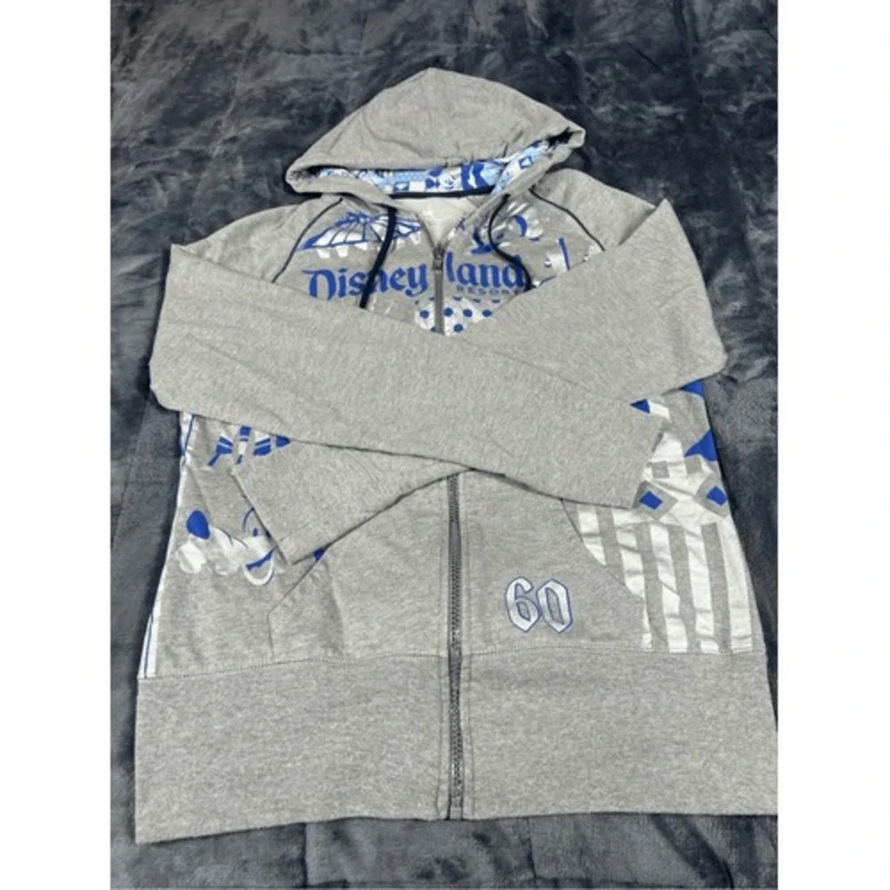 Disney full zip Grey Big print Hooded Sweater size M‎